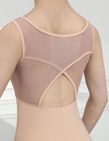 Women's Mesh Cross Hollow Back Gymnastics Tank Leotard For Ballet Dance,3S-C16 in Saudi Arabia