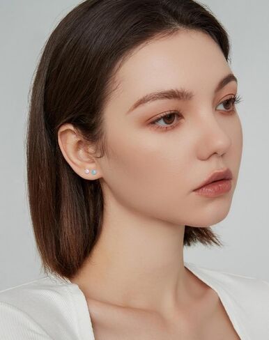 Ceramic Ball Stud Earrings for Sensitive Ears 1 Pairs 4mm Colored Porcelain Earrings Set for Newly Pierced Women in Saudi Arabia