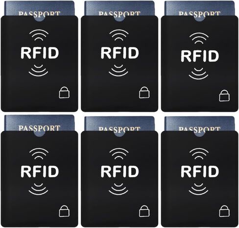 RFID Black Blocking Sleeve Anti Theft Credit Card & Passport Holder Wallet Pocket - To protect your valuable information from theft (print 6 Credit Card and 3 Passport Holder) in Saudi Arabia