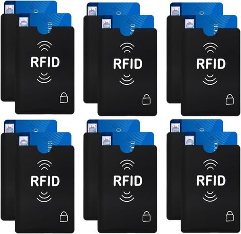 RFID Black Blocking Sleeve Anti Theft Credit Card & Passport Holder Wallet Pocket - To protect your valuable information from theft (print 6 Credit Card and 3 Passport Holder) in Saudi Arabia