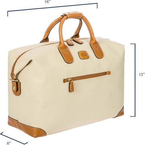 حقيبة بريك للشحن مقاس 18 بوصة - حقيبة سفر فاخرة مع حقيبة أمتعة - حقائب عطلة نهاية الأسبوع وحقائب سفر للنساء والرجال - بولي كلوريد الفينيل منقوش - كريمي in Kuwait