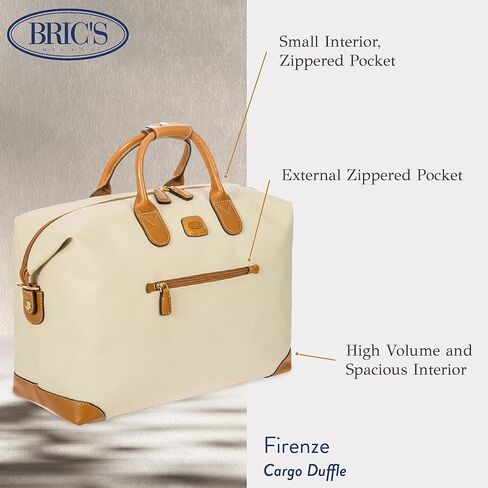 حقيبة بريك للشحن مقاس 18 بوصة - حقيبة سفر فاخرة مع حقيبة أمتعة - حقائب عطلة نهاية الأسبوع وحقائب سفر للنساء والرجال - بولي كلوريد الفينيل منقوش - كريمي in Kuwait