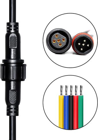 2 pin led Strip Connector 18AWG IP65 Male Female Connector 7.87in Extension Cable for Car,Truck,Boat,Indoor/Outdoor LED Waterproof Connector（5 Pairs）. in Kuwait