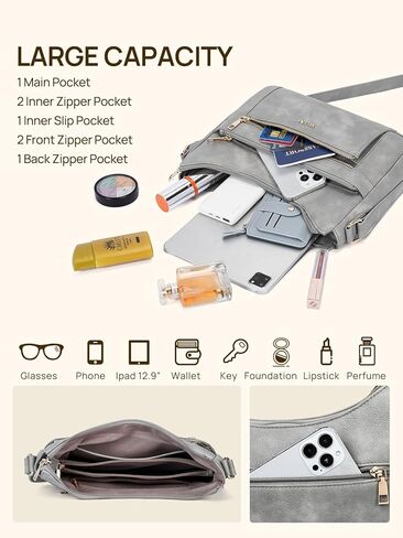 حقائب تيلينا كروس للنساء، حقيبة كتف عصرية من الجلد النباتي، حقيبة كتف هوبو، سعة كبيرة in Kuwait