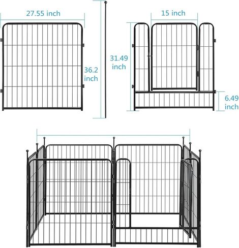 Dog Playpen Portable Exercise Fence Heavy Duty Metal Pet Playpen Indoor Outdoor Pet Playpen for Small Medium Large Dogs - RV Camping Pen（Jet Black） (8 Panels, 32 inch) in Saudi Arabia
