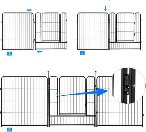 Dog Playpen Portable Exercise Fence Heavy Duty Metal Pet Playpen Indoor Outdoor Pet Playpen for Small Medium Large Dogs - RV Camping Pen（Jet Black） (8 Panels, 32 inch) in Saudi Arabia