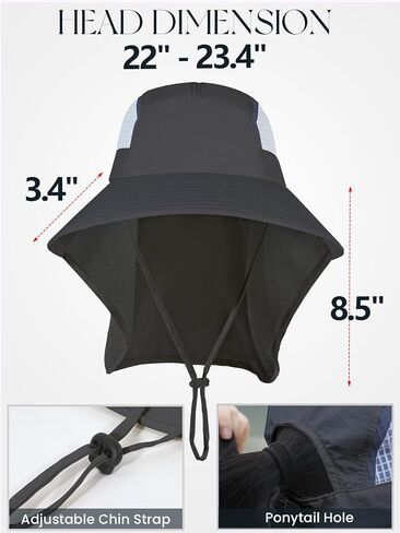 Sun Hat for Women with Neck Flap,Waterproof Sun Protection Hat for Women,Ponytail Hiking Wide Brim,Fishing,Garding Hat in Saudi Arabia