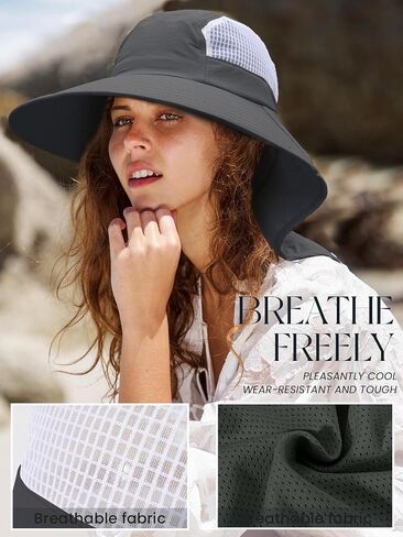 Sun Hat for Women with Neck Flap,Waterproof Sun Protection Hat for Women,Ponytail Hiking Wide Brim,Fishing,Garding Hat in Saudi Arabia