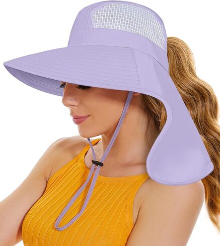 قبعة شمسية للنساء مع غطاء للرقبة، قبعة حماية من الشمس مقاومة للماء للنساء، قبعة واسعة للمشي لمسافات طويلة على شكل ذيل حصان، صيد السمك، البستنة in Kuwait