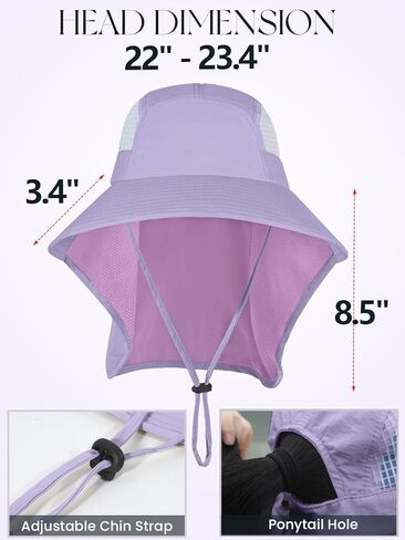 قبعة شمسية للنساء مع غطاء للرقبة، قبعة حماية من الشمس مقاومة للماء للنساء، قبعة واسعة للمشي لمسافات طويلة على شكل ذيل حصان، صيد السمك، البستنة in Kuwait