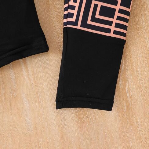 Kid Young Girl Clothes Outfit Bear Print Sweatshirt Colour Patchwork Pants 2PC Fall Winter Clothing Set in Kuwait