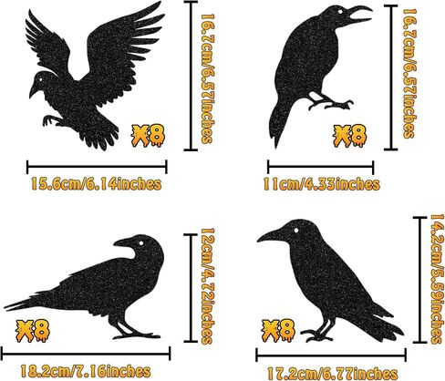 Black Crows Halloween Decorations, 32 PCS Glitter Raven Cutouts Decor Vintage Banner for Gothic Wedding Birthday Horror Party in Saudi Arabia