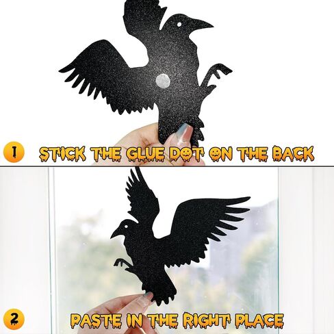 Black Crows Halloween Decorations, 32 PCS Glitter Raven Cutouts Decor Vintage Banner for Gothic Wedding Birthday Horror Party in Saudi Arabia
