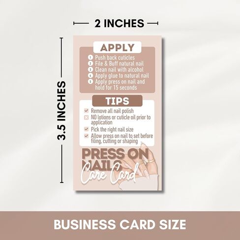 Modern professional Press on Nail aftercare cards | Pack of 55 | Business card size | How to apply and remove | DIY Press On Nail Care Card - Tips for Pressing on Nails, Nail Art (Pink) in Kuwait