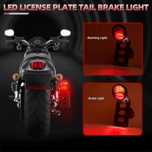 Amazicha LED لوحة ترخيص ضوء الفرامل ضوء الذيل مع 1 بوصة فتحة المحور قوس منحني متوافق مع Harley Sporster Bobber Choppers in Kuwait
