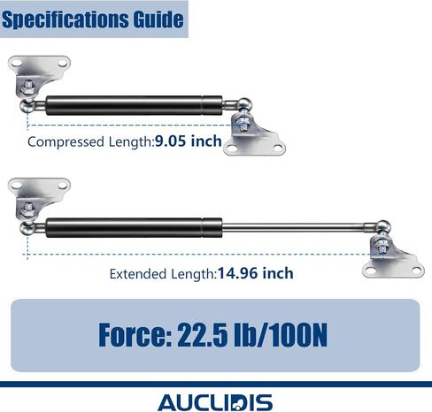 20 Inch 100lb/445N Gas Strut Shock Spring Lift Support for RV Camper Bed Storage Cover Door Tool Box Toy Lid Basement Boat Hatch TV Cabinet Chicken Coop Black Replacement Parts, Set of 2 by AUCLIDIS in Saudi Arabia