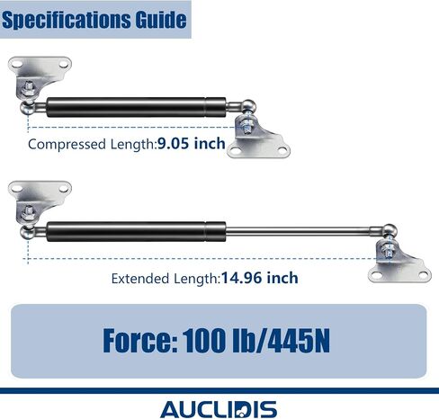 20 Inch 100lb/445N Gas Strut Shock Spring Lift Support for RV Camper Bed Storage Cover Door Tool Box Toy Lid Basement Boat Hatch TV Cabinet Chicken Coop Black Replacement Parts, Set of 2 by AUCLIDIS in Saudi Arabia