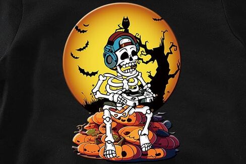 CM-Kid Boys Girls Halloween Hooded Shirt Glow in Dark Pumpkin Pullover Hoodies Outfit Toddler Skeleton Tops 3-9 Years in Kuwait