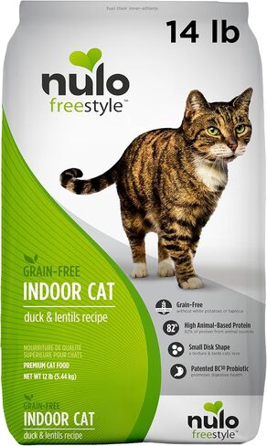 Nulo FreeStyle Dry Cat Food Indoor - Duck & Cod, High Protein Grain-Free Dry Cat Food, Natural Kibble with Probiotics and Omegas Fatty Acids, 4lb Bag in Kuwait