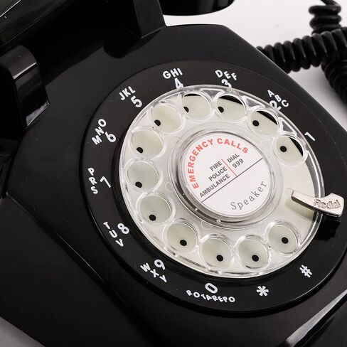 هاتف Peohud بقرص دوار، هاتف أرضي قديم مع وظيفة ميكانيكية ومكبر صوت، هاتف مكتبي سلكي عتيق للمنزل والمكتب والفندق، أسود in Kuwait