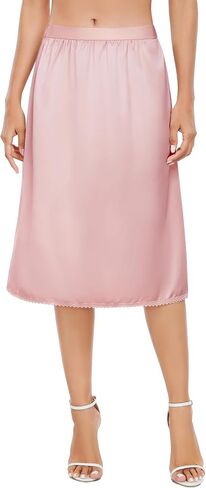 Vlazom Women's Satin Half Slip Lace Slip Skirt Long Half for Under Dress Skirt Extender S-XXL in Saudi Arabia