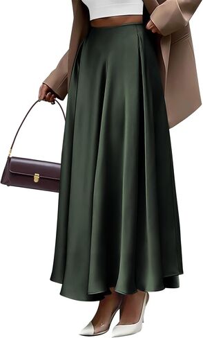 BTFBM Women's Satin High Waist Skirts 2024 Summer Fall Outfits Elegant Cocktail Party Flowy A-Line Maxi Skirt in Saudi Arabia