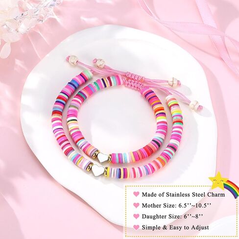 First Day of Kindergarten/Pre K/School Mother Daughter Bracelets Matching Heart Wish Bracelet Set for 2 Gifts in Saudi Arabia