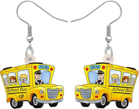 Acrylic Cute School Bus Teacher Student Dangle Earrings for Women Teacher Appreciation Jewelry Gifts for Back to School in Saudi Arabia