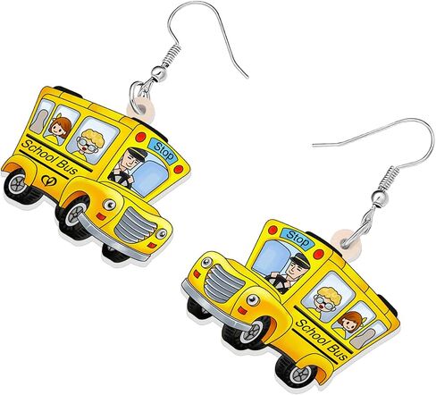 Acrylic Cute School Bus Teacher Student Dangle Earrings for Women Teacher Appreciation Jewelry Gifts for Back to School in Saudi Arabia