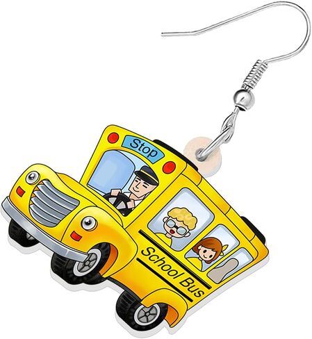Acrylic Cute School Bus Teacher Student Dangle Earrings for Women Teacher Appreciation Jewelry Gifts for Back to School in Saudi Arabia