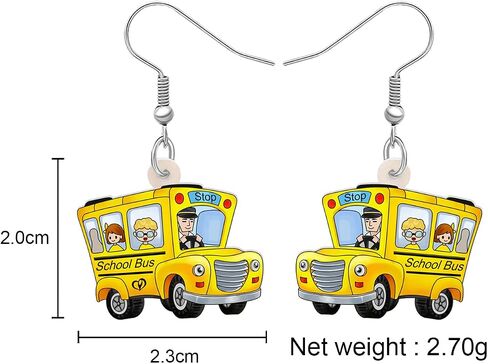 Acrylic Cute School Bus Teacher Student Dangle Earrings for Women Teacher Appreciation Jewelry Gifts for Back to School in Saudi Arabia