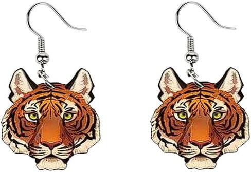 Fashion Tiger Head Dangle Hook Earrings Acrylic Leopard Animal Drop Dangling Fake Huggie Hoops Earring Personalized Jewelry Gifts for Women Girls Bff in Saudi Arabia