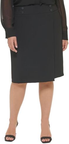 Calvin Klein Women's Plus Size Button-Waist Pencil Skirt (Black, 16W) in Kuwait