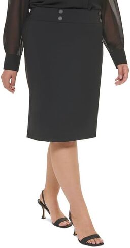 Calvin Klein Women's Plus Size Button-Waist Pencil Skirt (Black, 16W) in Kuwait