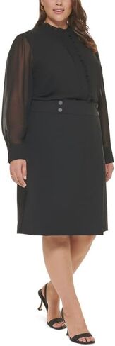 Calvin Klein Women's Plus Size Button-Waist Pencil Skirt (Black, 16W) in Kuwait