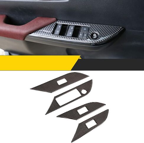 Fit for Toyota Hilux 2015-2021 (Soft) Real Carbon Fiber Interior Accessories Glass Lift Switch Decorative Panel Sticker Protective 4 Pcs (Style A) in Saudi Arabia