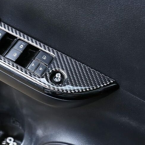 Fit for Toyota Hilux 2015-2021 (Soft) Real Carbon Fiber Interior Accessories Glass Lift Switch Decorative Panel Sticker Protective 4 Pcs (Style A) in Saudi Arabia
