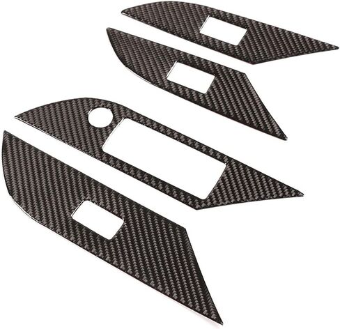 Fit for Toyota Hilux 2015-2021 (Soft) Real Carbon Fiber Interior Accessories Glass Lift Switch Decorative Panel Sticker Protective 4 Pcs (Style A) in Saudi Arabia