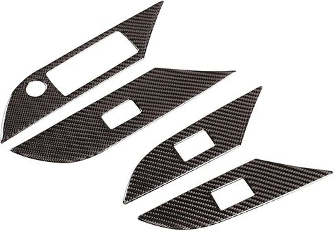 Fit for Toyota Hilux 2015-2021 (Soft) Real Carbon Fiber Interior Accessories Glass Lift Switch Decorative Panel Sticker Protective 4 Pcs (Style A) in Saudi Arabia
