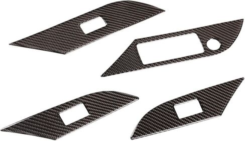 Fit for Toyota Hilux 2015-2021 (Soft) Real Carbon Fiber Interior Accessories Glass Lift Switch Decorative Panel Sticker Protective 4 Pcs (Style A) in Saudi Arabia