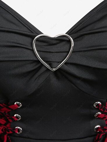 بلوزة نسائية من ROSE GAL مقاس كبير بحاشية من زهور التوليب المتدفقة ذات طبقات وكشكشة وأربطة على شكل قلب مكشكش وأبازيم على الطراز القوطي in Saudi Arabia