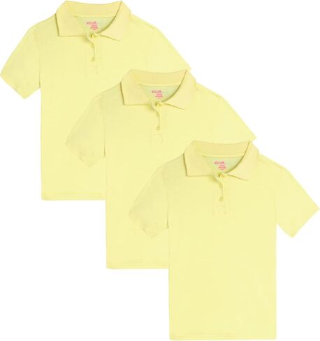 Girls' School Uniform Polo Shirt - 3 Pack Short Sleeve Picot Collar Polo - Interlock Soft Polo for Girls (4-16) in Saudi Arabia