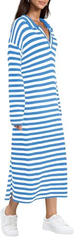 Yousify Sweater Dress for Women Long Sleeve Striped Color Block V Neck Casual Fall Dresses XS-XL in Saudi Arabia