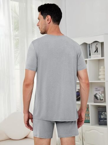 Men's Lounge Wear Set with Underwear, Round-Neck Top and Short Sleep Pajama Set - Comfortable Loungewear for Men in Saudi Arabia