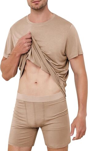 Men's Lounge Wear Set with Underwear, Round-Neck Top and Short Sleep Pajama Set - Comfortable Loungewear for Men in Saudi Arabia
