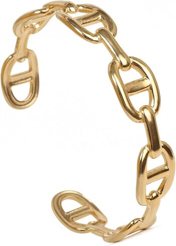 18k Gold Plated Adjustable Cuff Bracelets Personalized Open Wide Leaf Natural Stone Cuff Bangle Buckle Bracelet Jewelry Birthday Valentine's Day Gift for Women in Saudi Arabia
