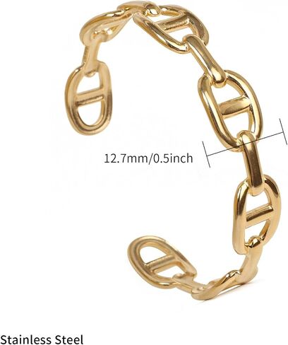 18k Gold Plated Adjustable Cuff Bracelets Personalized Open Wide Leaf Natural Stone Cuff Bangle Buckle Bracelet Jewelry Birthday Valentine's Day Gift for Women in Saudi Arabia