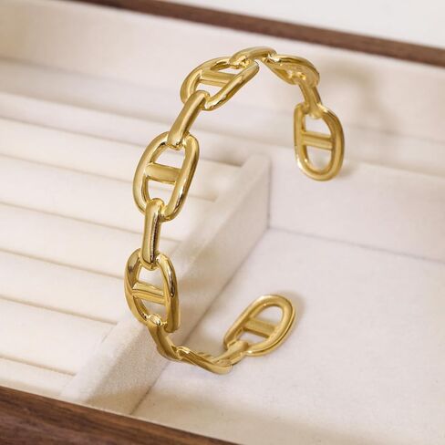 18k Gold Plated Adjustable Cuff Bracelets Personalized Open Wide Leaf Natural Stone Cuff Bangle Buckle Bracelet Jewelry Birthday Valentine's Day Gift for Women in Saudi Arabia