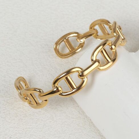 18k Gold Plated Adjustable Cuff Bracelets Personalized Open Wide Leaf Natural Stone Cuff Bangle Buckle Bracelet Jewelry Birthday Valentine's Day Gift for Women in Saudi Arabia