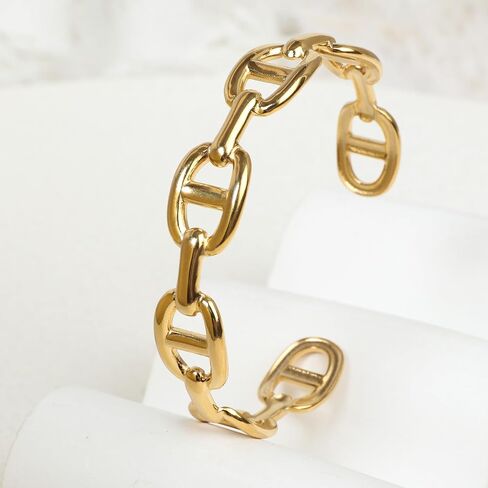 18k Gold Plated Adjustable Cuff Bracelets Personalized Open Wide Leaf Natural Stone Cuff Bangle Buckle Bracelet Jewelry Birthday Valentine's Day Gift for Women in Saudi Arabia